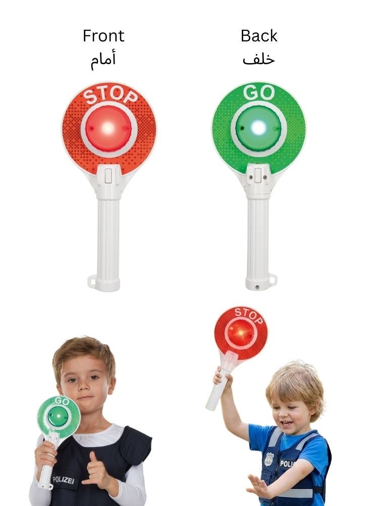 Premium Kids Traffic Signal Paddle Toy with LED Stop and Go Lights for Role Play - Image 1
